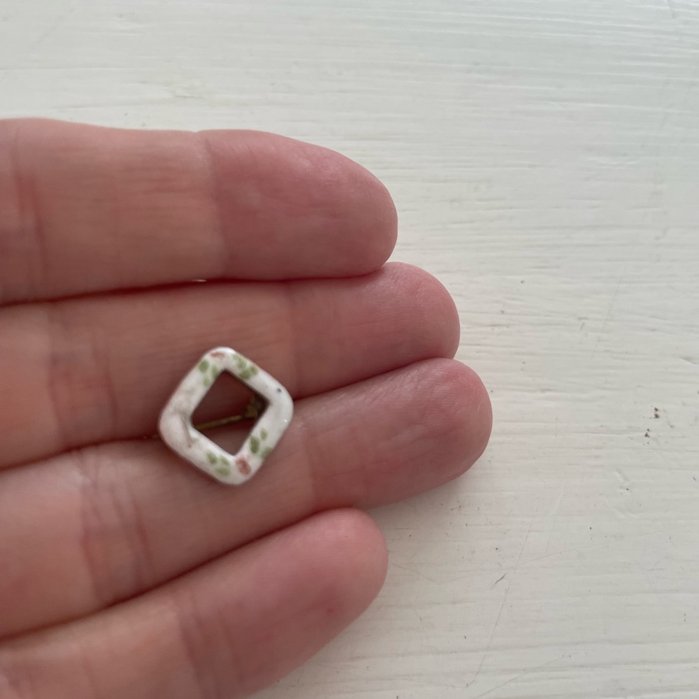 Mini Vintage Square Floral Painted Pin Dainty